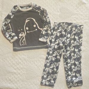 2 PIECES | Cherokee Gray and White Kids Pajama Set